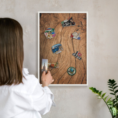 Panneau magnétique décoratif cadre noir Grain de bois