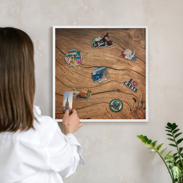 Panneau magnétique décoratif cadre noir Grain de bois