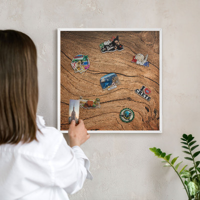 Panneau magnétique décoratif cadre noir Grain de bois