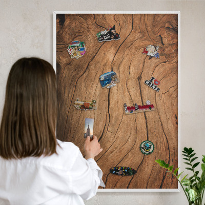 Panneau magnétique décoratif cadre noir Grain de bois
