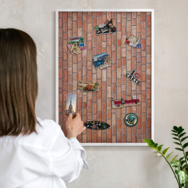 Tableau mural pour aimants dans un cadre noir Mur de briques