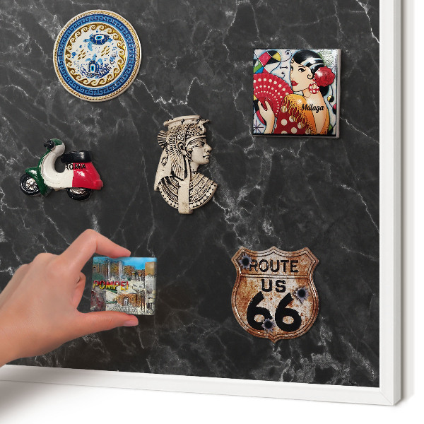 Panneau magnétique décoratif cadre noir Élégance du marbre
