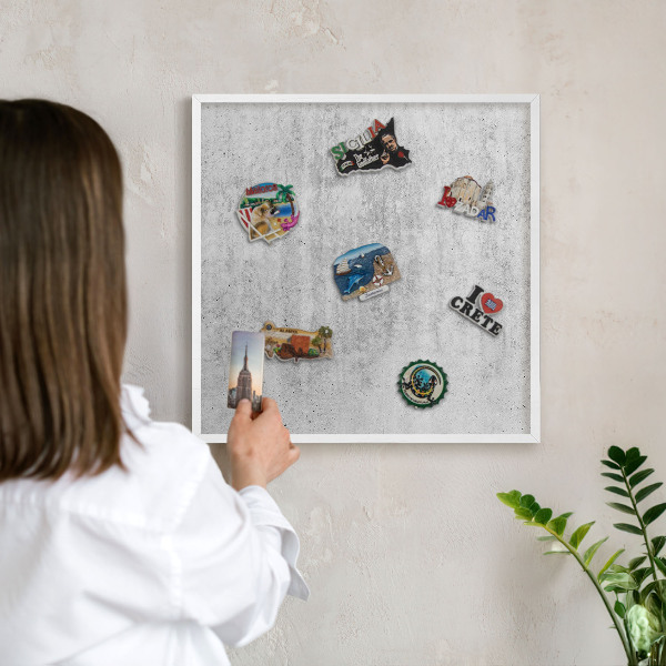 Tableau mural pour aimants dans un cadre noir Texture grise