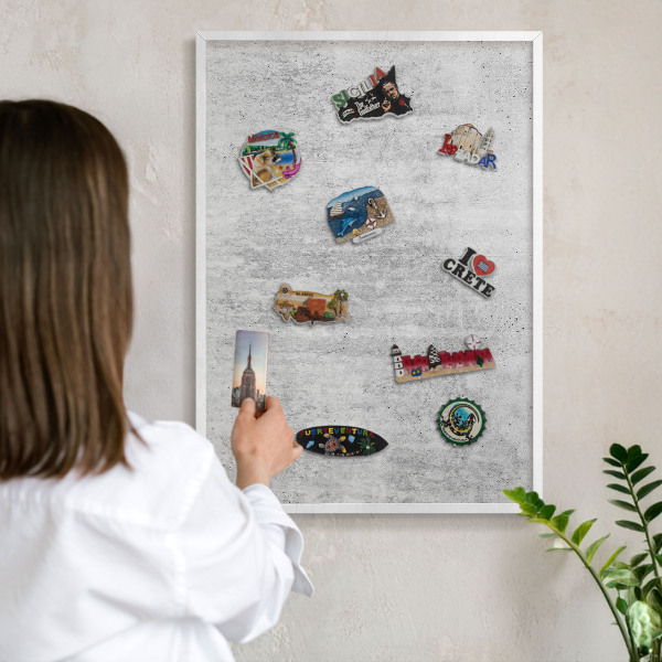 Tableau mural pour aimants dans un cadre noir Texture grise