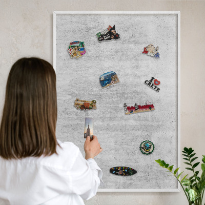 Tableau mural pour aimants dans un cadre noir Texture grise