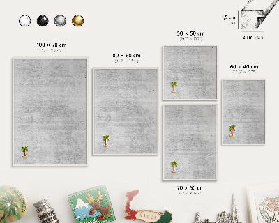 Tableau mural pour aimants dans un cadre noir Texture grise