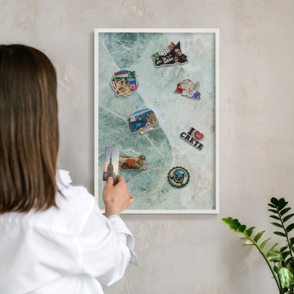 Tableau mural pour aimants dans un cadre noir Textures vertes
