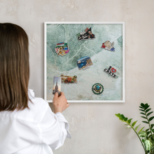 Tableau mural pour aimants dans un cadre noir Textures vertes