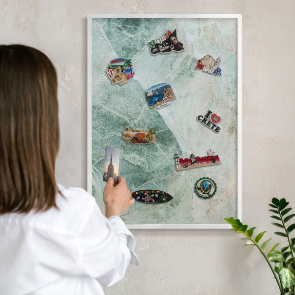 Tableau mural pour aimants dans un cadre noir Textures vertes