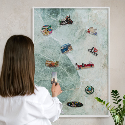 Tableau mural pour aimants dans un cadre noir Textures vertes