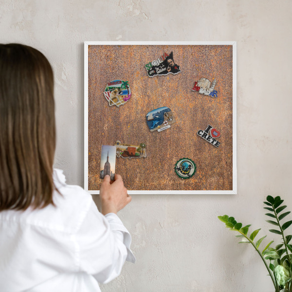 Tableau mural pour aimants dans un cadre noir Élégance rouillée