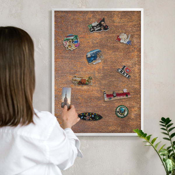 Tableau mural pour aimants dans un cadre noir Élégance rouillée