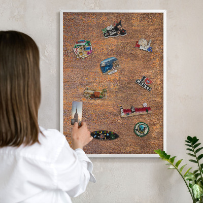 Tableau mural pour aimants dans un cadre noir Élégance rouillée