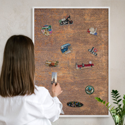 Tableau mural pour aimants dans un cadre noir Élégance rouillée
