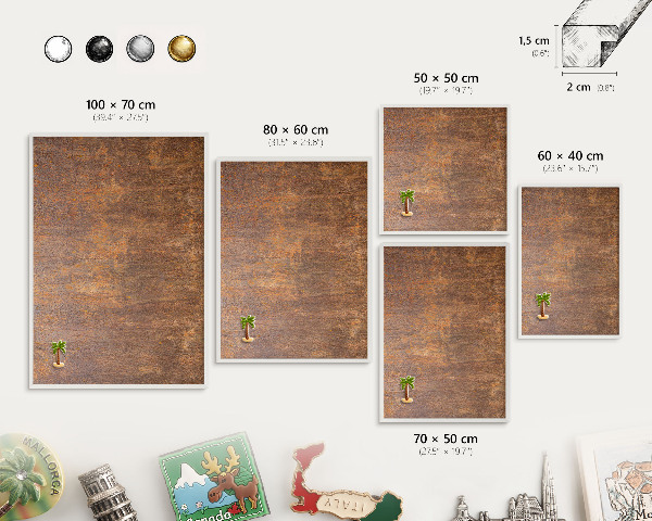Tableau mural pour aimants dans un cadre noir Élégance rouillée