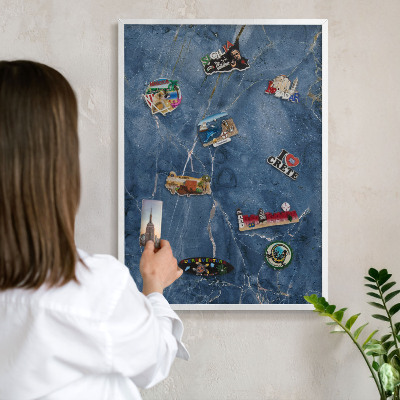 Tableau mural pour aimants dans un cadre noir Élégance du marbre