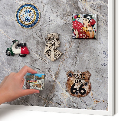 Tableau mural pour aimants dans un cadre noir Marbre à motifs