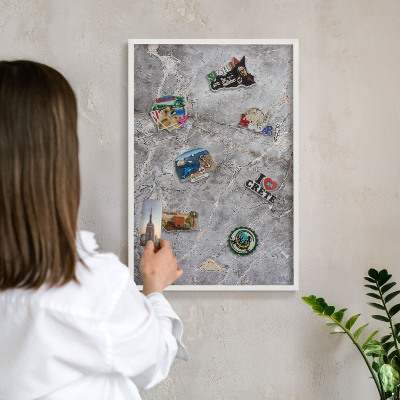 Tableau mural pour aimants dans un cadre noir Marbre à motifs