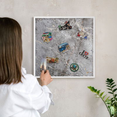 Tableau mural pour aimants dans un cadre noir Marbre à motifs