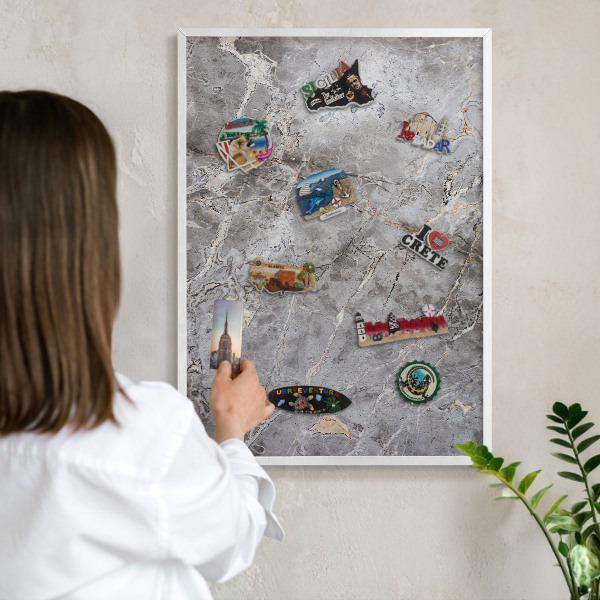 Tableau mural pour aimants dans un cadre noir Marbre à motifs