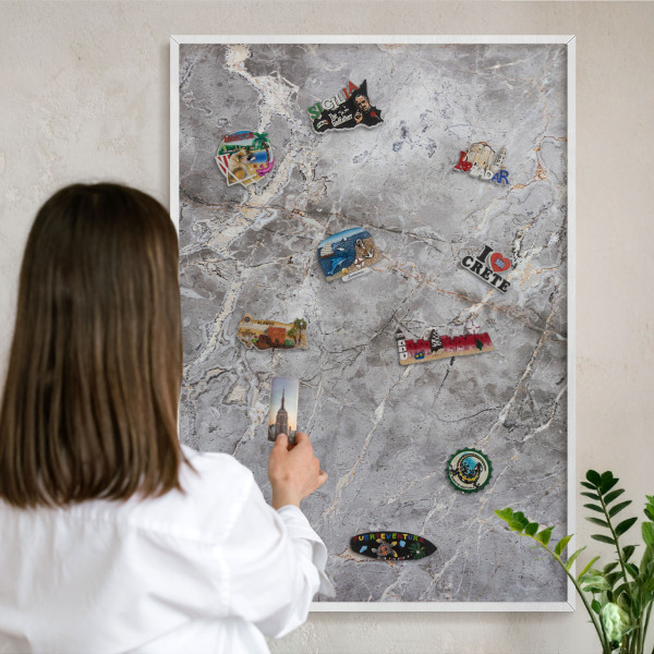 Tableau mural pour aimants dans un cadre noir Marbre à motifs