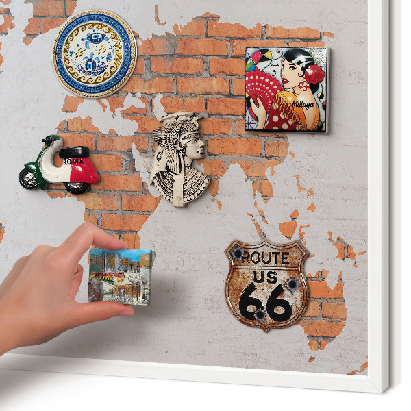 Tableau mural pour aimants dans un cadre noir Carte en briques