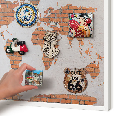 Tableau mural pour aimants dans un cadre noir Carte en briques
