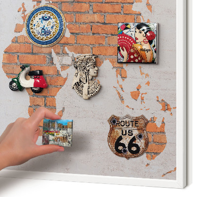 Tableau mural pour aimants dans un cadre noir Carte en briques