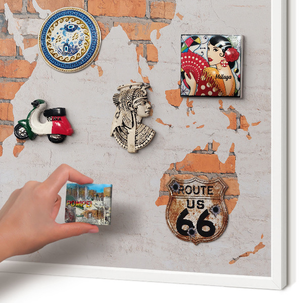 Tableau mural pour aimants dans un cadre noir Carte en briques
