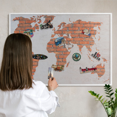 Tableau mural pour aimants dans un cadre noir Carte en briques