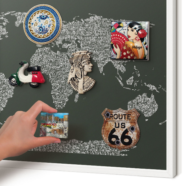 Tableau mural pour aimants dans un cadre noir Carte textuelle