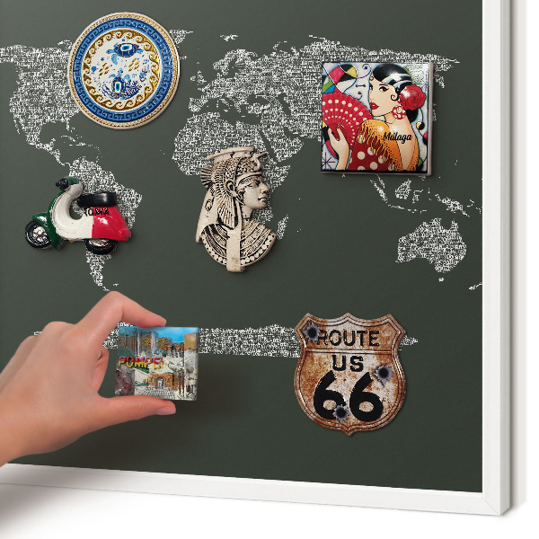 Tableau mural pour aimants dans un cadre noir Carte textuelle