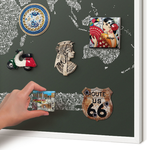 Tableau mural pour aimants dans un cadre noir Carte textuelle