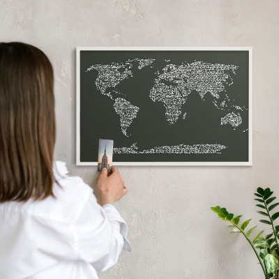 Tableau mural pour aimants dans un cadre noir Carte textuelle