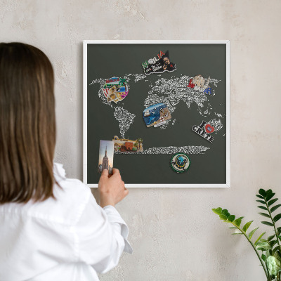 Tableau mural pour aimants dans un cadre noir Carte textuelle