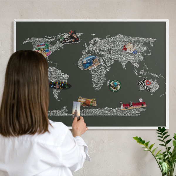Tableau mural pour aimants dans un cadre noir Carte textuelle