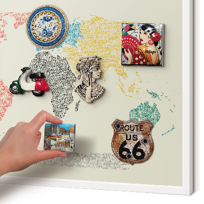 Panneau magnétique décoratif cadre noir Carte du monde