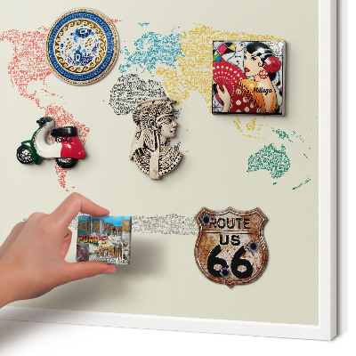 Panneau magnétique décoratif cadre noir Carte du monde