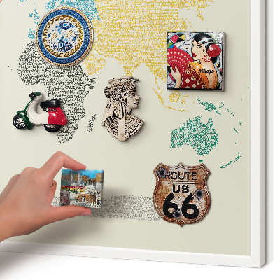 Panneau magnétique décoratif cadre noir Carte du monde