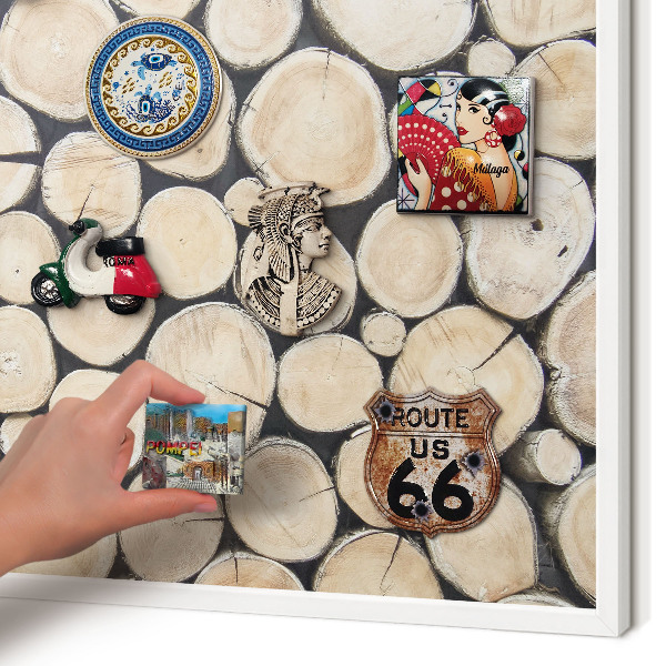 Tableau mural pour aimants dans un cadre noir Texture bois