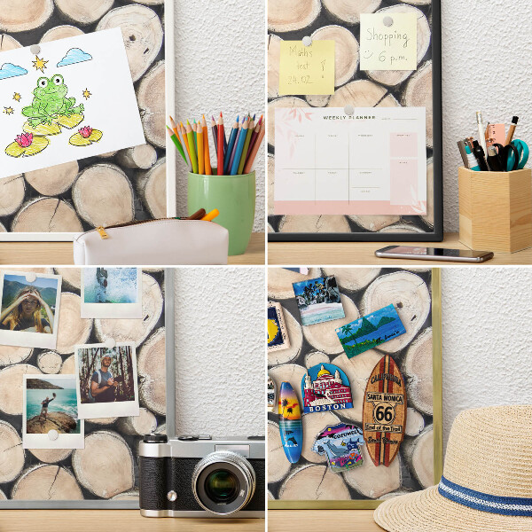 Tableau mural pour aimants dans un cadre noir Texture bois