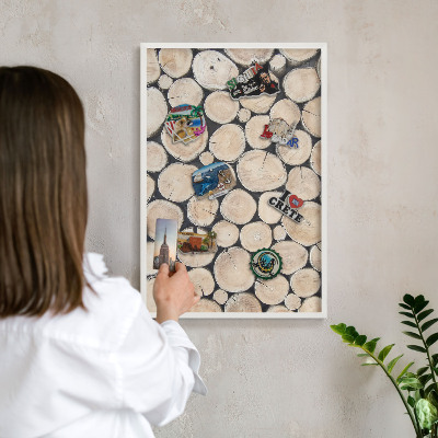 Tableau mural pour aimants dans un cadre noir Texture bois