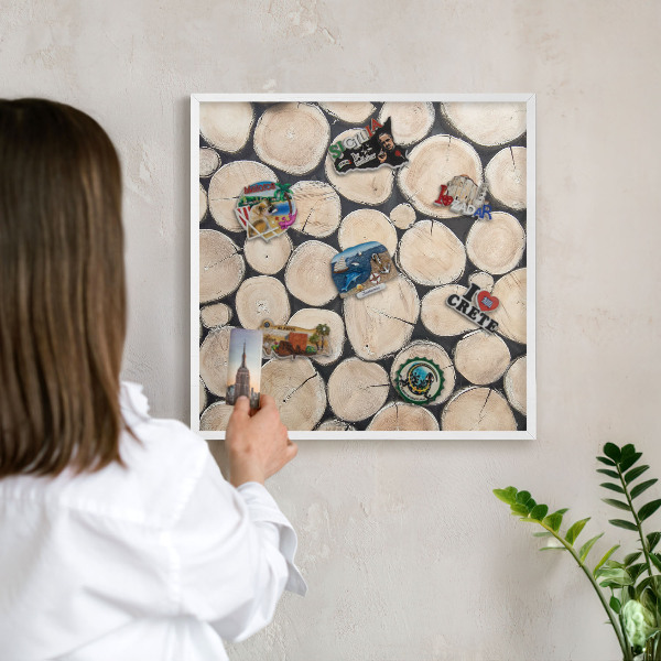 Tableau mural pour aimants dans un cadre noir Texture bois