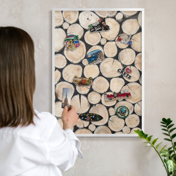 Tableau mural pour aimants dans un cadre noir Texture bois