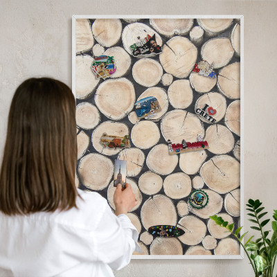 Tableau mural pour aimants dans un cadre noir Texture bois