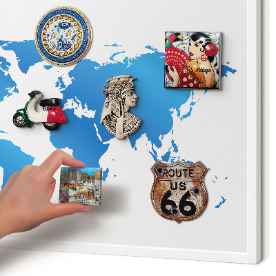 Panneau magnétique décoratif cadre noir Carte du monde