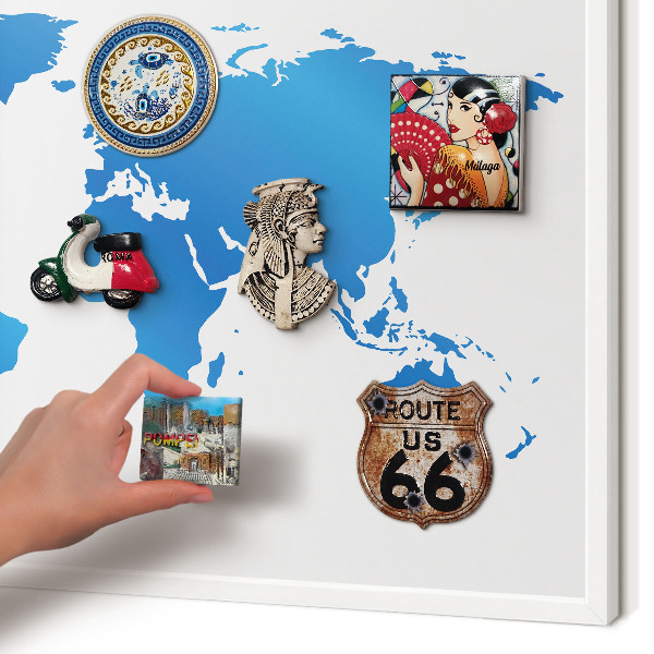 Panneau magnétique décoratif cadre noir Carte du monde