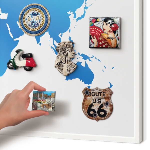 Panneau magnétique décoratif cadre noir Carte du monde