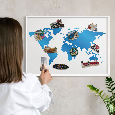 Panneau magnétique décoratif cadre noir Carte du monde