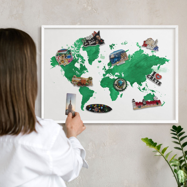 Tableau mural pour aimants dans un cadre noir Carte verte